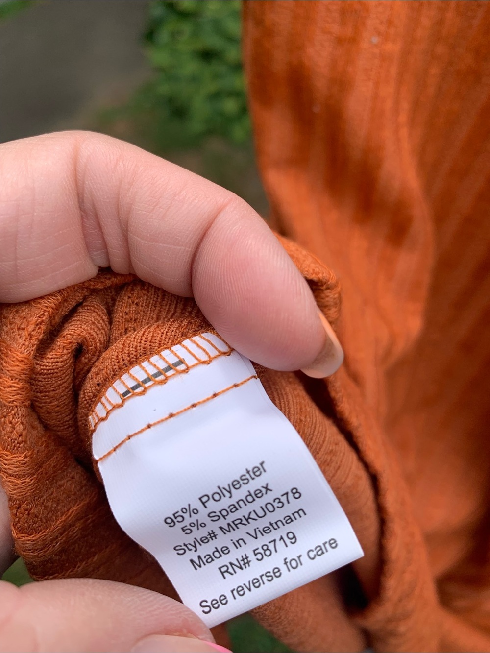 Sleeveless Button-Front Ribbed Tank Top — Orange - Picture 9 of 9